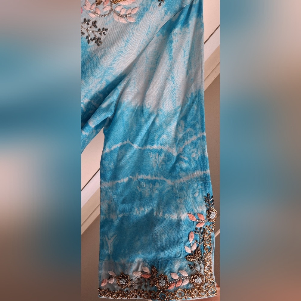 Soft surroundings icon beverly womens tunic blouse medium sky blue tye die new - Picture 9 of 12